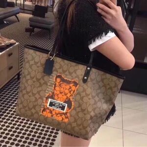 Brown and Orange Designer Tote Bag